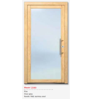 UNILUX Model 2200 Pine HighLine Frame Door, Clear Glass, Stainless Handle, Triple Sealed, Customizable Security Timber Door